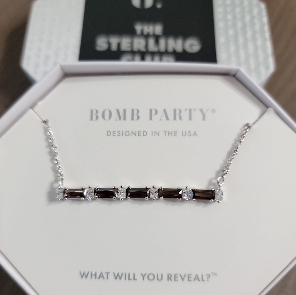 Beautiful brown Tourmaline Cubic Zirconia  necklace, .925 solid sterling silver